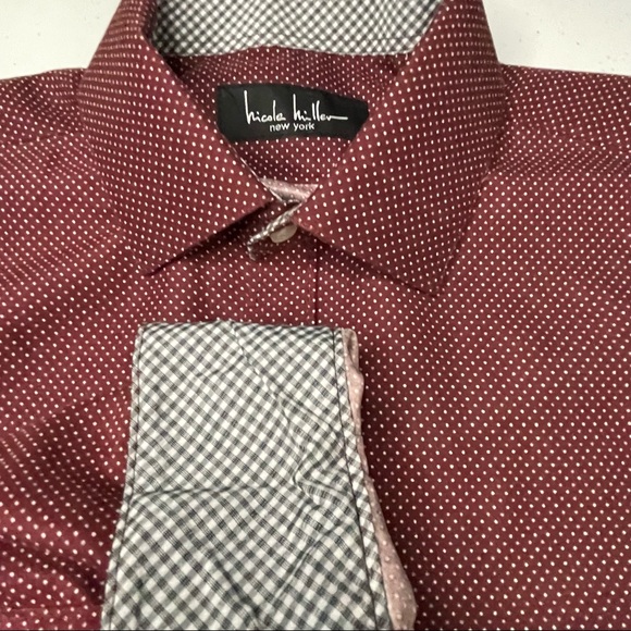 Nicole Miller New York Mens Medium 15.5 Casual Red Button Up Shirt - Picture 2 of 5